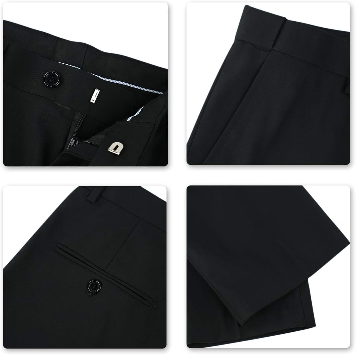 Mens Classic Slim Fit Fit Stretch Flat Front Slacks Dress Pants