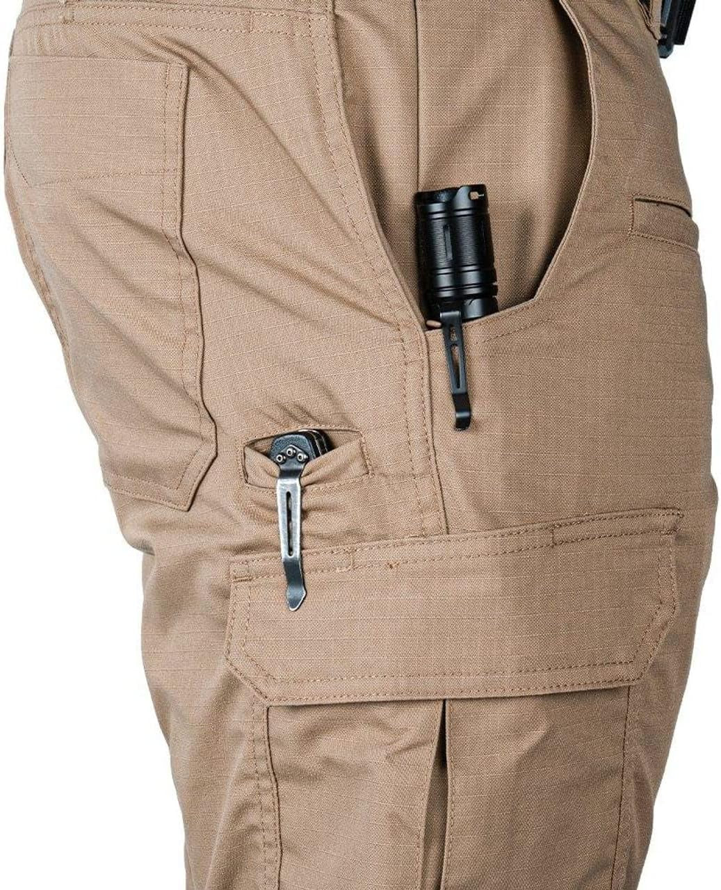 Men'S Battle Rattle Stretch Cargo Pants, Durable Ripstop Tactical Pants for Men, Stretch Waistband EDC Pants