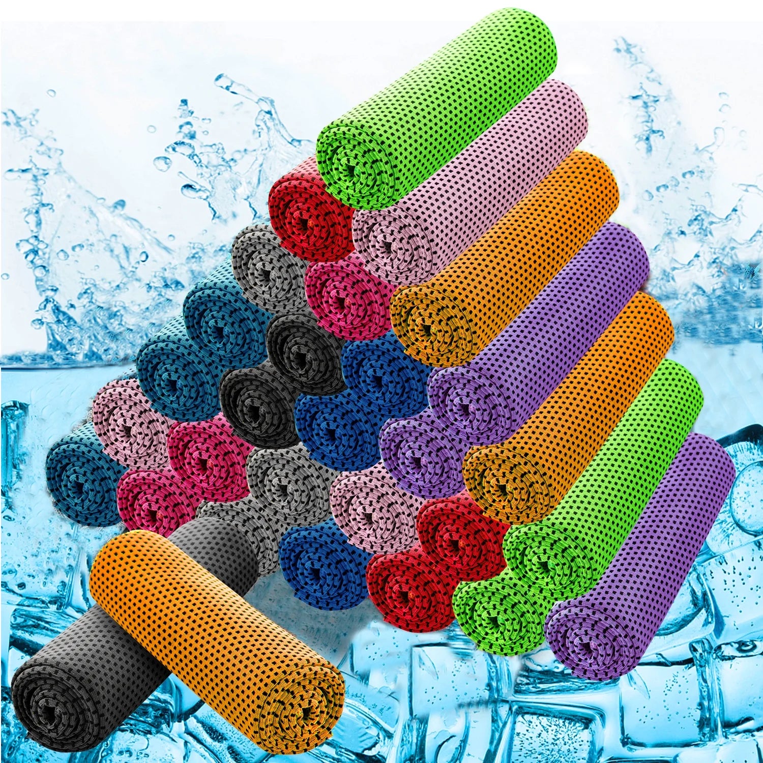 30PCS Cooling Towels Ice Towel for Neck and Face, Gym Yoga Towel Microfiber Breathable Chilly Cool Exercise Towel for Running, Fitness, Camping, Outdoor Sport (Random Color)
