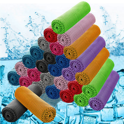 30PCS Cooling Towels Ice Towel for Neck and Face, Gym Yoga Towel Microfiber Breathable Chilly Cool Exercise Towel for Running, Fitness, Camping, Outdoor Sport (Random Color)