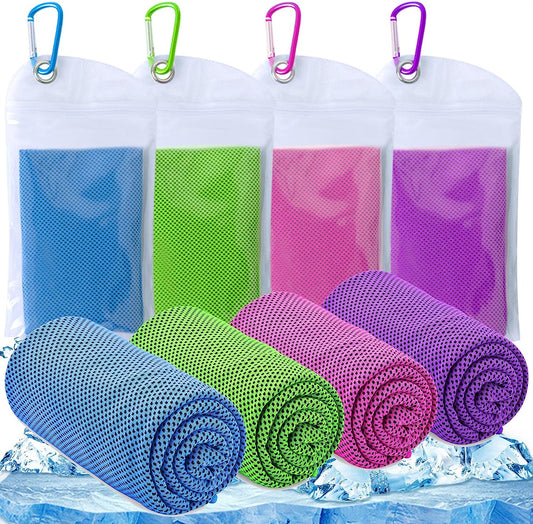 Cooling Towel for Neck Cooling Towels for Athletes, 40"X12" Microfiber Ice Towel, 4 Pack Soft Breathable Cooling Towels for Hot Weather, Camping, Yoga, Workout, Fitness, Sports, Running