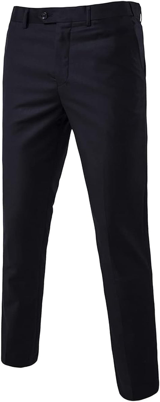 Mens Classic Slim Fit Fit Stretch Flat Front Slacks Dress Pants