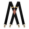 Mens One Size Adjustable Leather X-Back Suspenders Heavy Duty, Black, 1 Pack