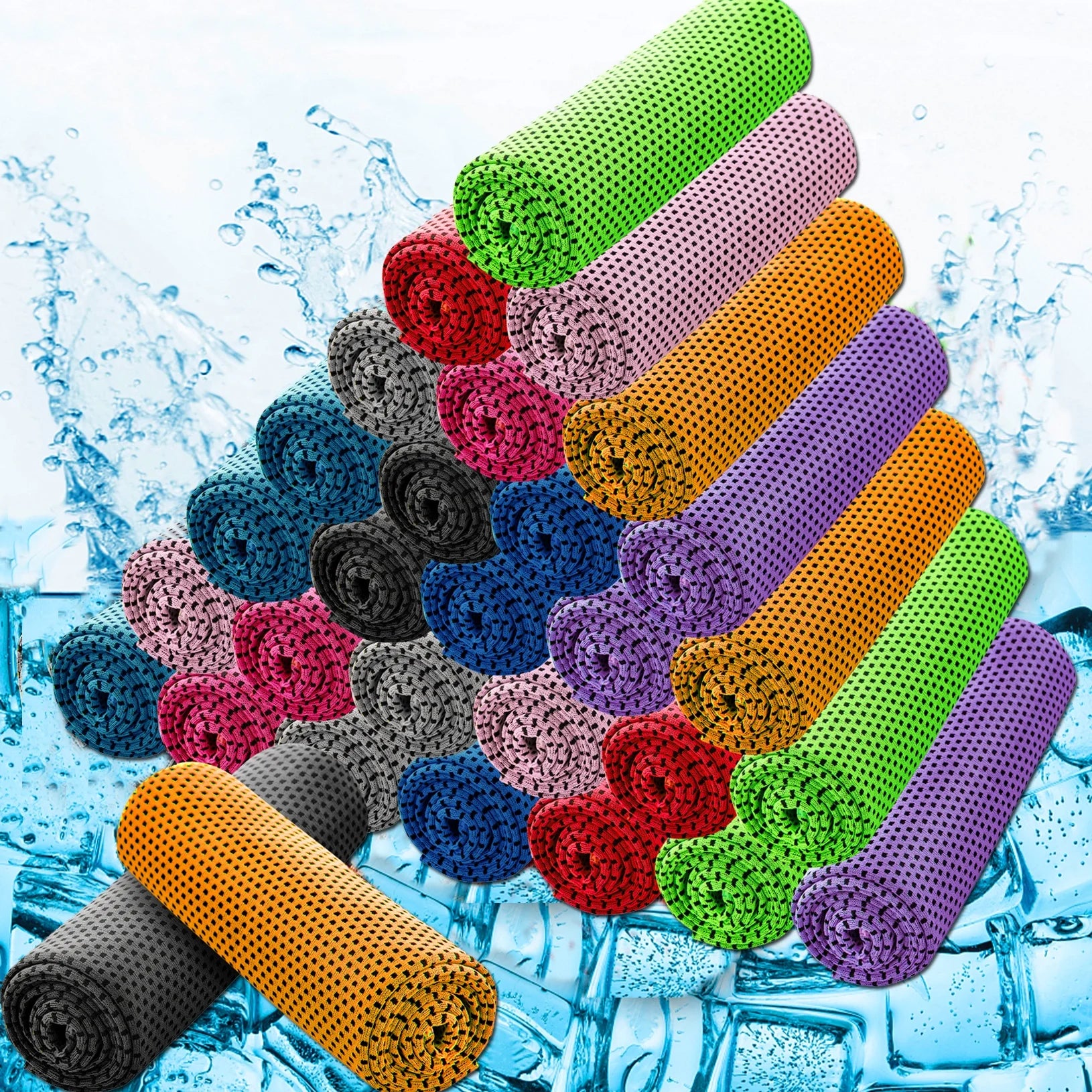 30PCS Cooling Towels Ice Towel for Neck and Face, Gym Yoga Towel Microfiber Breathable Chilly Cool Exercise Towel for Running, Fitness, Camping, Outdoor Sport (Random Color)