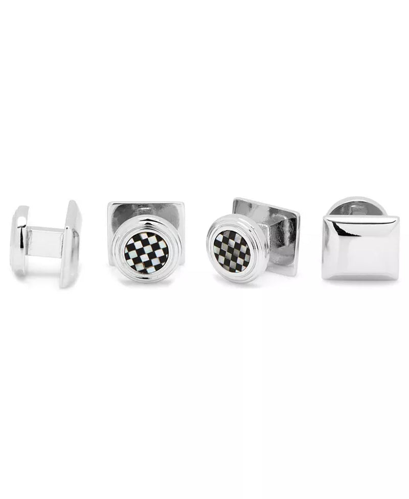 Men'S Checker Cufflink and Stud Set