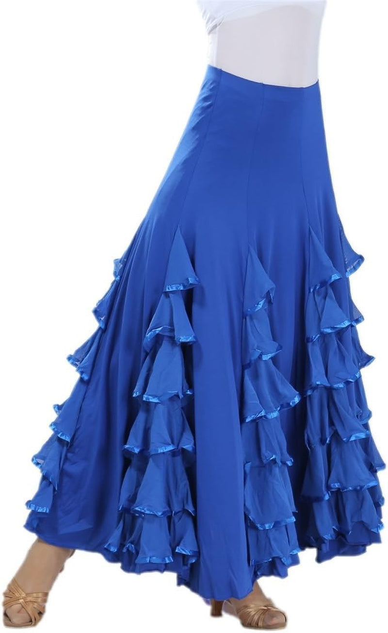 ® Elegant Milk Silk Ballroom Waltz Dancing Long Swing Skirt One Size