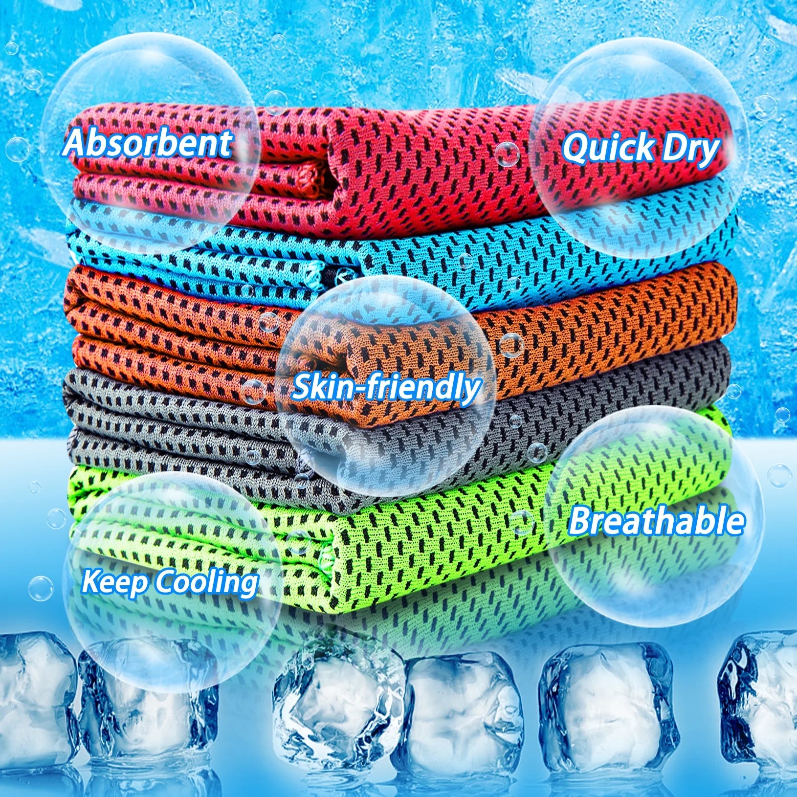 30PCS Cooling Towels Ice Towel for Neck and Face, Gym Yoga Towel Microfiber Breathable Chilly Cool Exercise Towel for Running, Fitness, Camping, Outdoor Sport (Random Color)