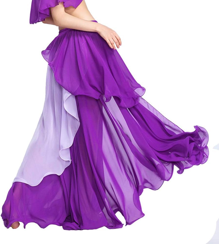 Chiffon Fairy Belly Dance Skirt Belly Dancing Costume, One Size, 3 Colors Black, Purple, Pink