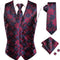 Mens Silk Suit Vest and Tie Handkerchief Set Jacquard Formal Dress Waistcoat for Wedding Party Tuxedo