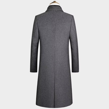 2023 Neue Extra Lange Wolle Graben Mantel Männlichen Winter Marke Mens Cashmere Mantel Slim Fit Woll Peacoat Windjacke Manteau Homme 4XL