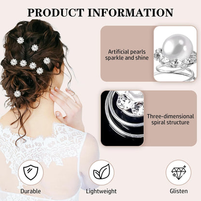 60 Stück Strass Kristall Twister Set Spiral Haarnadel Spule, Hochzeit Haar Curlies Perlen Strass Curlies Haarschmuck Braut Blumen Kristall Haarspinnen Für Hochzeit, Party (Perlen)