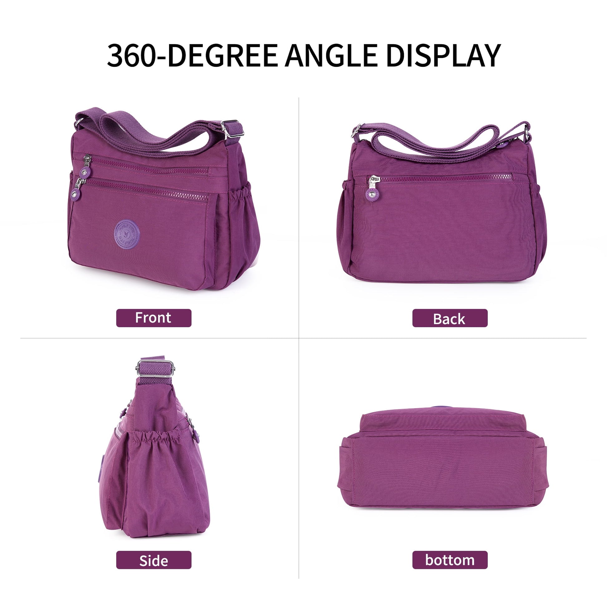 Purses and Handbags for Women Waterproof Crossbody Bag Multiple Pockets Casual Shoulder Bags, Purple