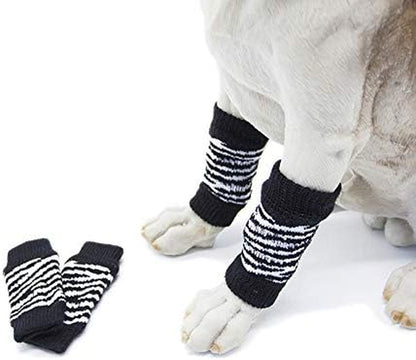 Knitted Dog Leg Warmer with Rubber Reinforcement Dog Hock Protector Joint Supports Leg Hock Protector Dog Socks Knee Pads for Small Medium Dogs Cats