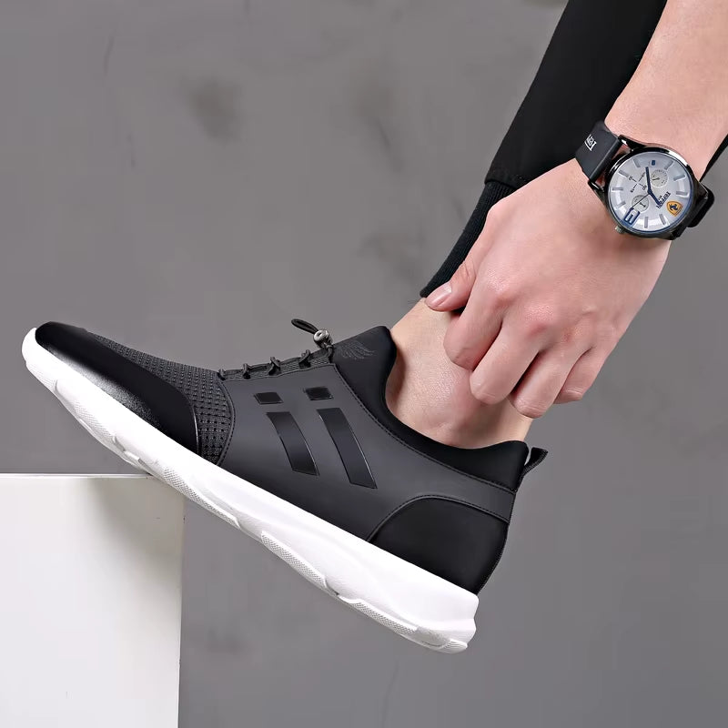 2024 Herren Schuhe Qualität Lycra Rindsleder Schuhe Marke 5Cm Zunehmende Britische Schuhe Neue Sommer Schwarze Mann Lässige Höhe Schuhe