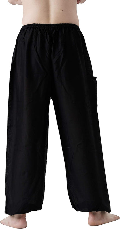 Men'S Harem Hippie Pants Boho Clothing (Black Classic, One Size)