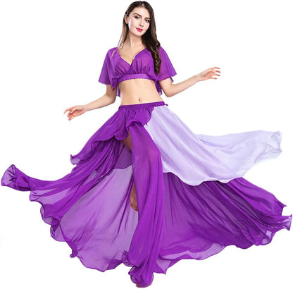 Chiffon Fairy Belly Dance Skirt Belly Dancing Costume, One Size, 3 Colors Black, Purple, Pink