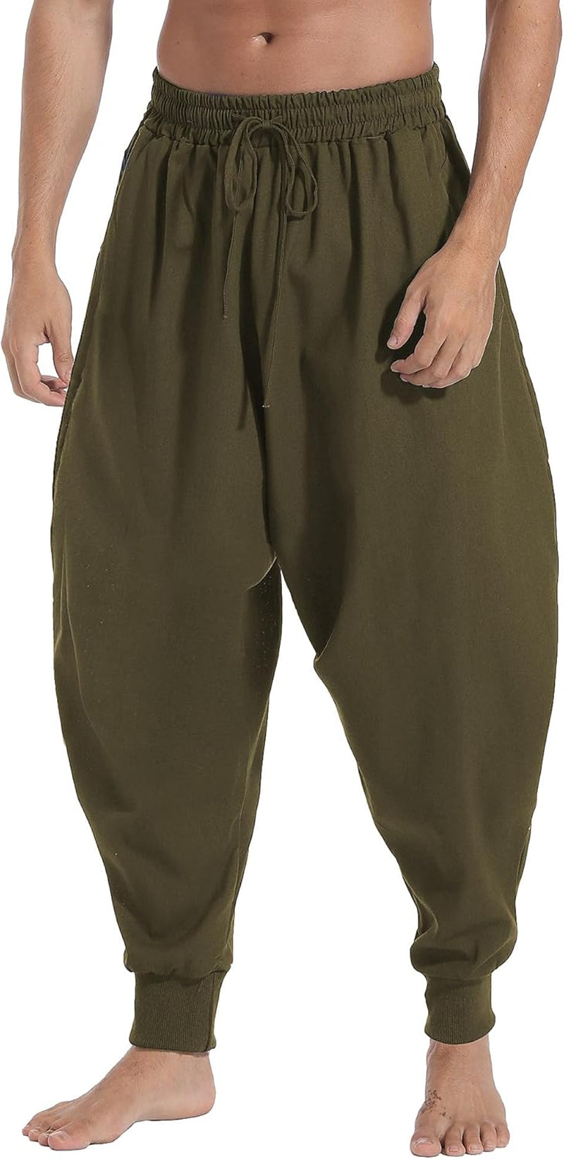 Men'S Drawstring Aladdin Hippie Harem Pants Loose Drop Crotch Trousers