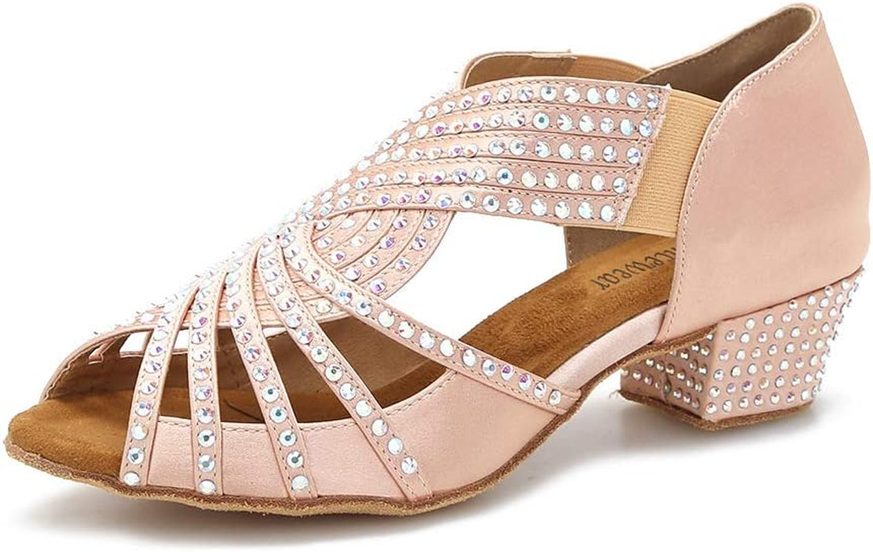 Women Rhinestone Dance Shoes Ballroom Latin Salsa Bachata Performance Dance Dancing Shoes