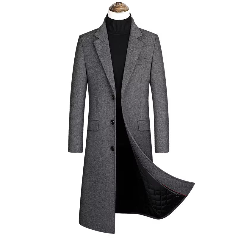 2023 Neue Extra Lange Wolle Graben Mantel Männlichen Winter Marke Mens Cashmere Mantel Slim Fit Woll Peacoat Windjacke Manteau Homme 4XL