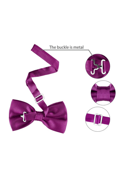 Men'S Bow Tie Adjustable Strap Formal Solid Tuxedo Pre-Tied Purple Red