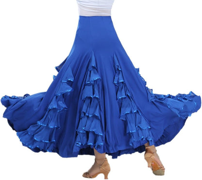 ® Elegant Milk Silk Ballroom Waltz Dancing Long Swing Skirt One Size