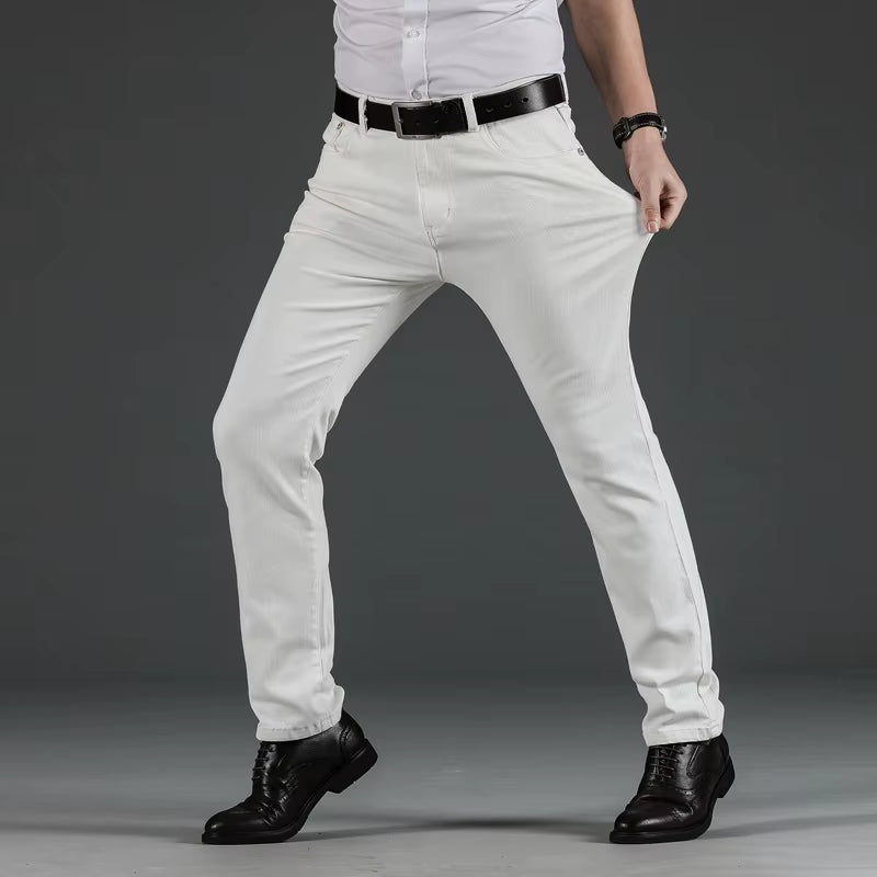 2019 Neue Männer Stretch Dünne Jeans Mode Lässig Slim Fit Denim Hose Weiß Hosen Männliche Marke Kleidung Business Jeans