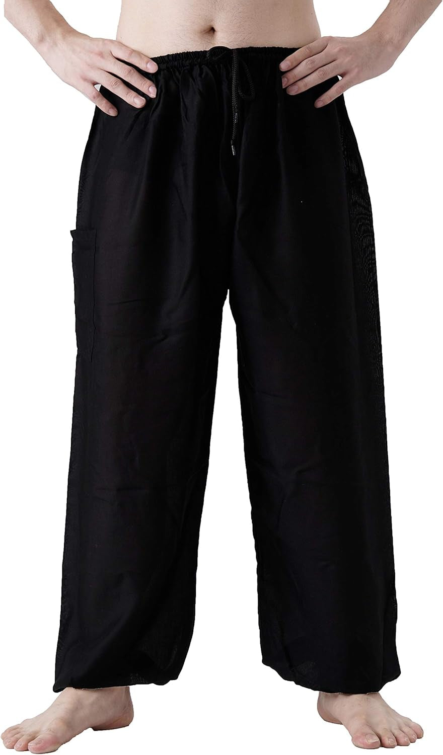 Men'S Harem Hippie Pants Boho Clothing (Black Classic, One Size)