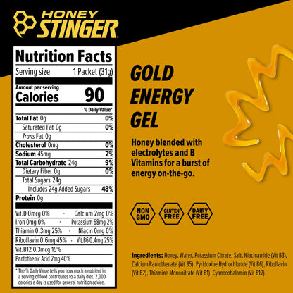 Energy Gel, Gold, 1.1 Oz, 24 Count Box