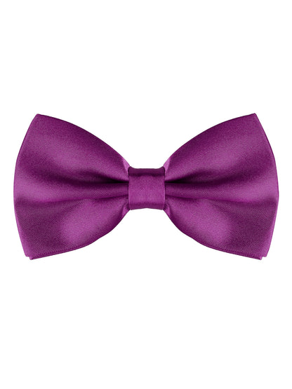 Men'S Bow Tie Adjustable Strap Formal Solid Tuxedo Pre-Tied Purple Red