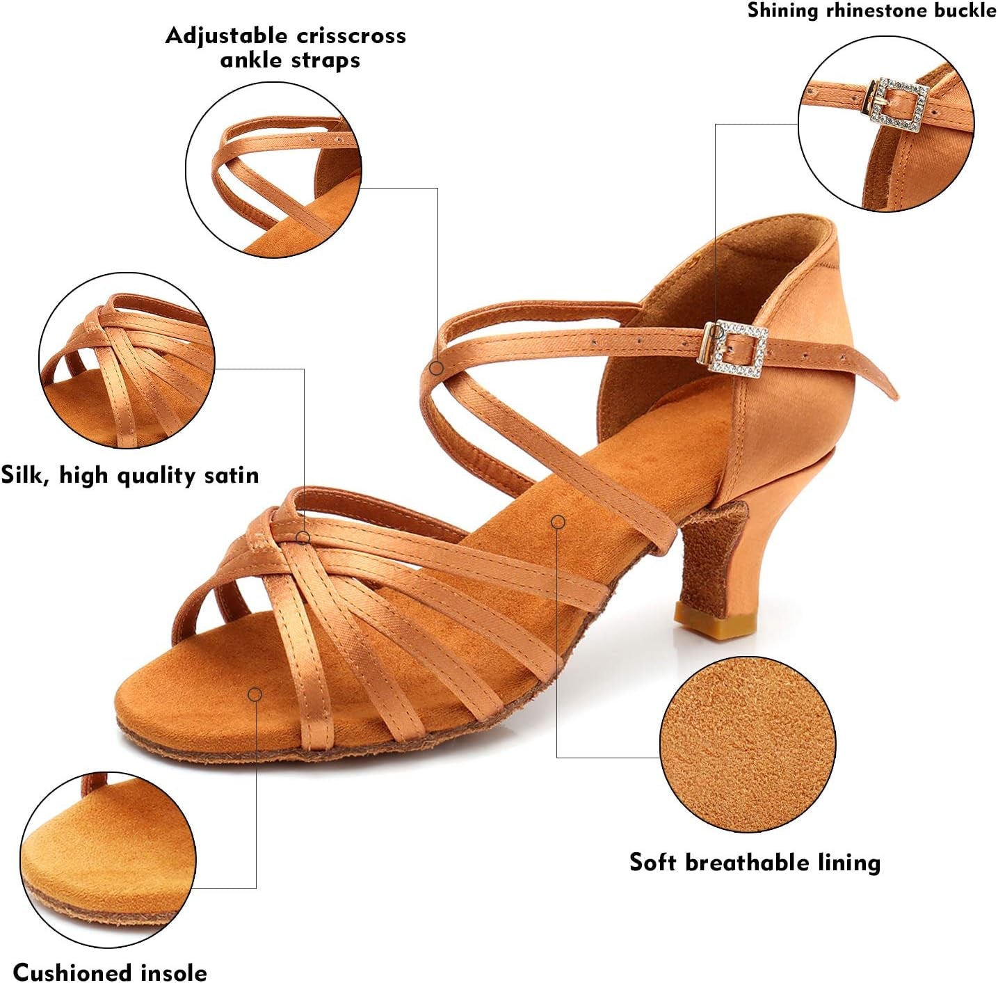 Women'S Latin Dance Shoes Satin Professional Ballroom Salsa Practice Performance Dance Shoes