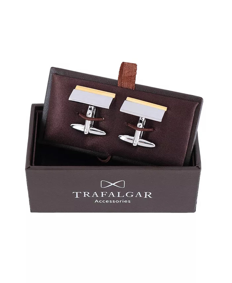 Stately Shiny Gold and Brushed Rhodium Cufflinks