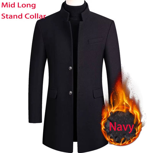 2023 Neue Extra Lange Wolle Graben Mantel Männlichen Winter Marke Mens Cashmere Mantel Slim Fit Woll Peacoat Windjacke Manteau Homme 4XL