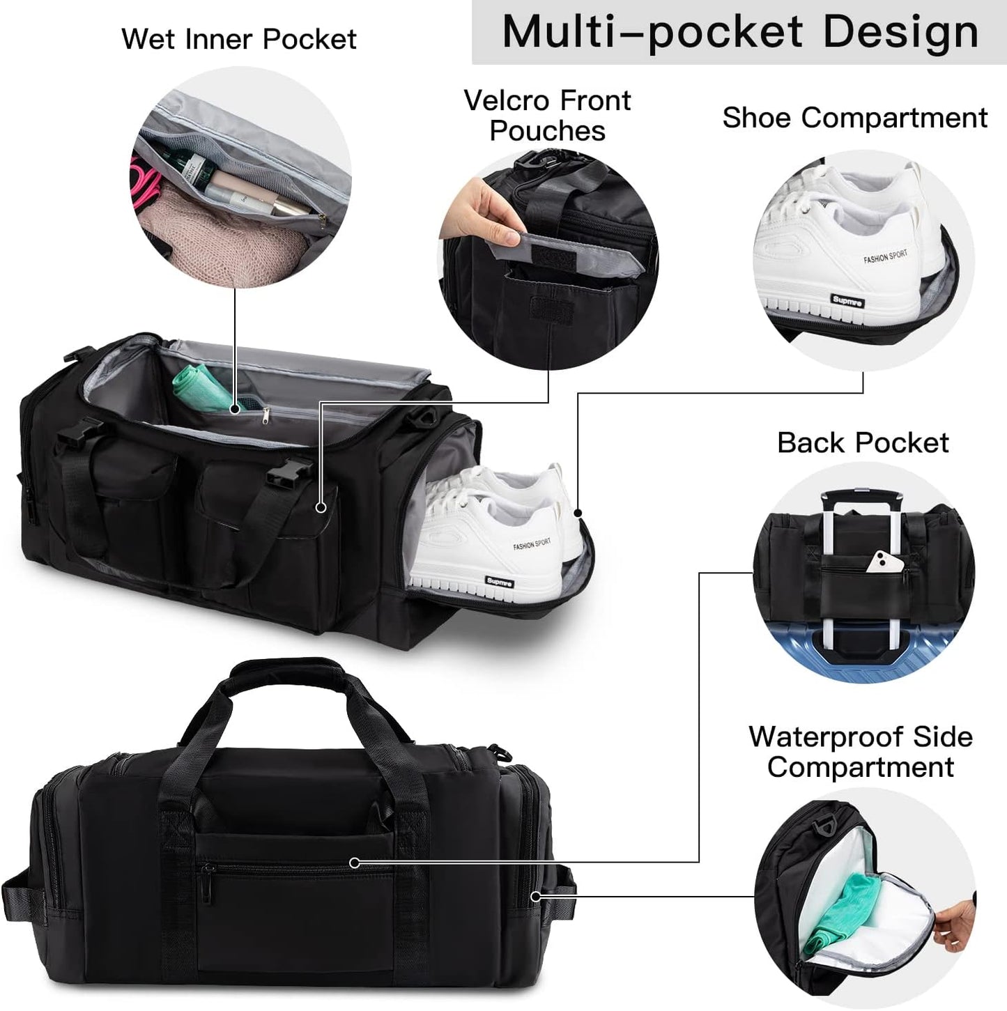 Gym Bag for Men Small Gym Bag for Women Workout Duffle Bag Luggage Weekend Travel Backpack with Shoe Compartment Waterproof