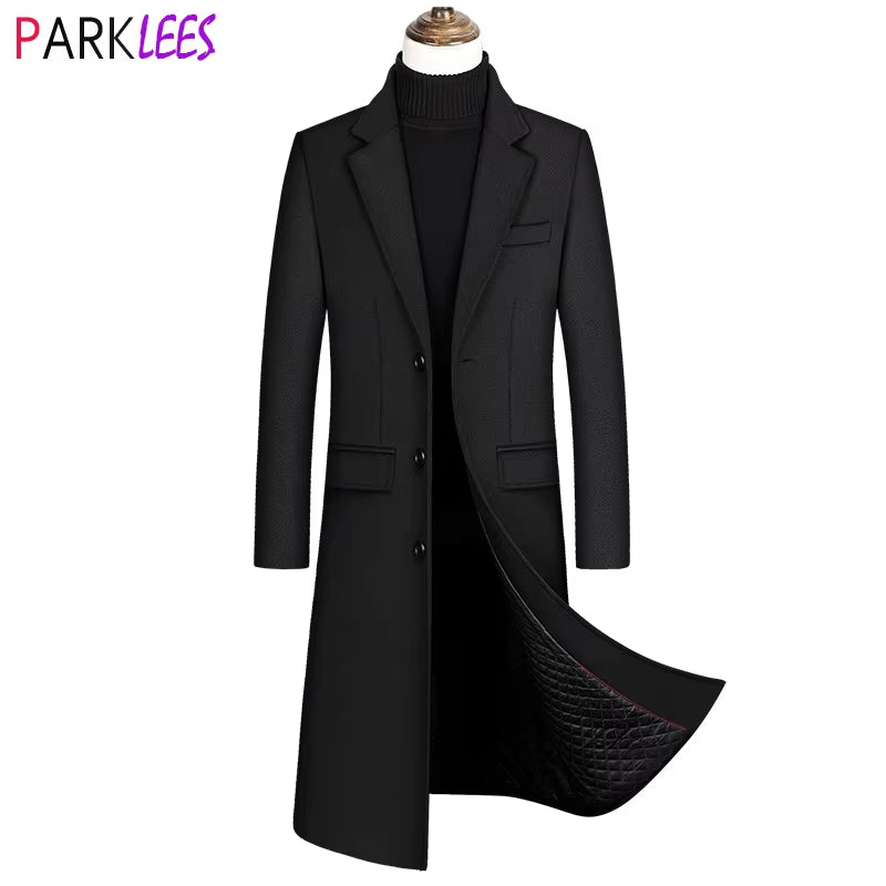 2023 Neue Extra Lange Wolle Graben Mantel Männlichen Winter Marke Mens Cashmere Mantel Slim Fit Woll Peacoat Windjacke Manteau Homme 4XL