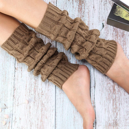 4 Pairs Cable Knit Leg Warmers Women Winter Knitted Crochet Knee Boot Stockings Cuffs Long Legging Socks