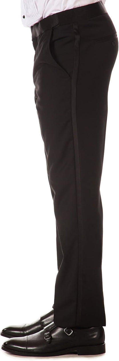 Mens Premium Slim Fit Striped Black Tuxedo Dress Pants | Dress Pants for Men