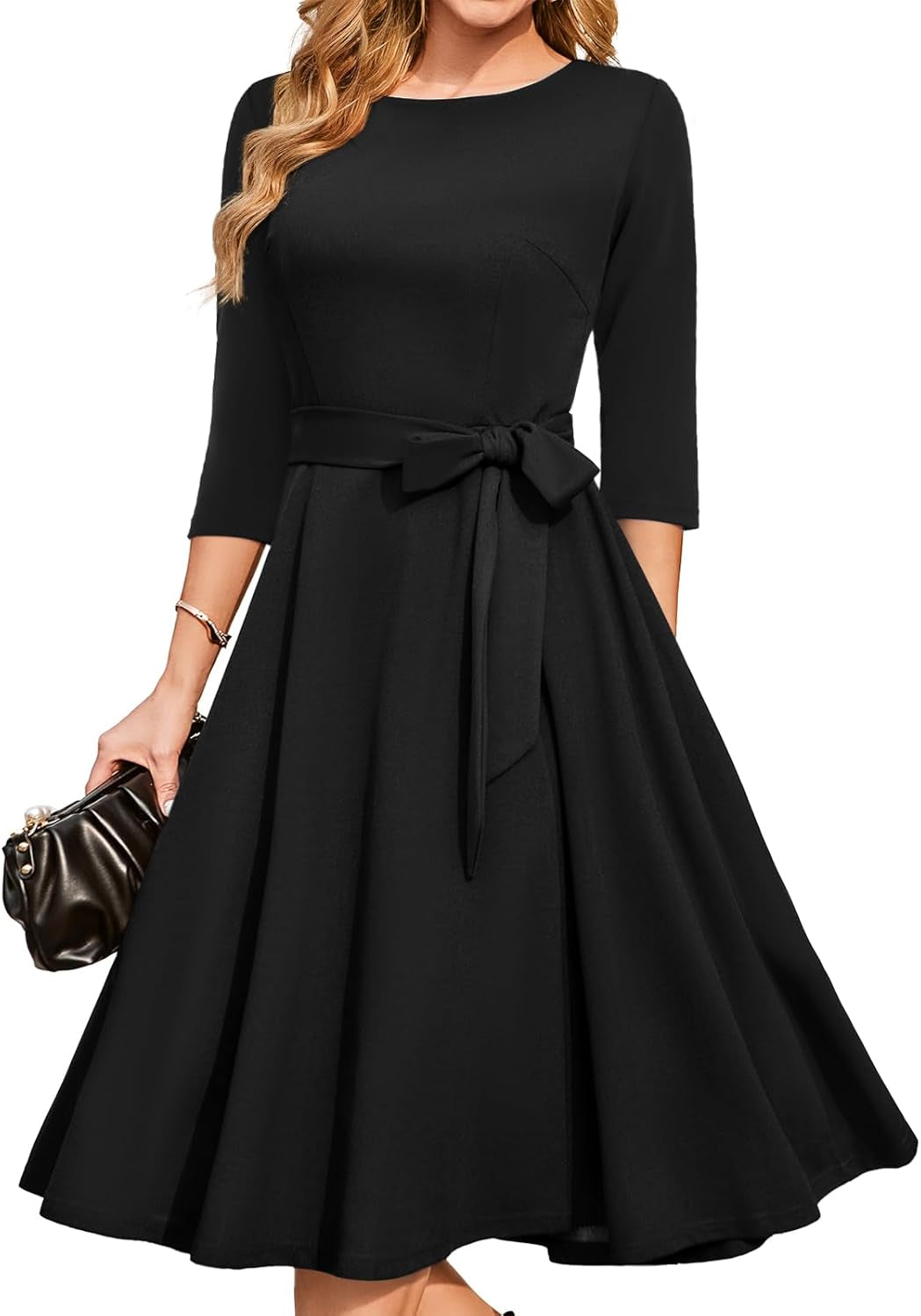 Cocktail Dresses for Women, Vintage Wedding Guest 3/4 Sleeves Formal Church Dress, Spring 2025