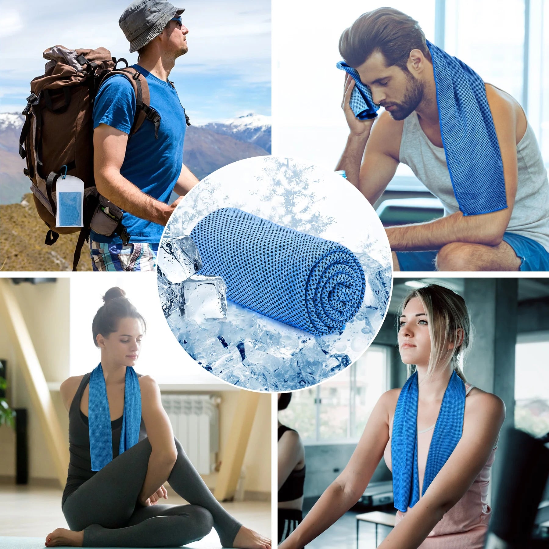 4 Packs Cooling Towel (40"X12") by , Ice Towel, Soft Breathable Chilly Towel, Cooling Towels for Neck，Microfiber Towel for Yoga, Sport, Running, Gym, Workout, Camping