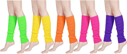 80S Women Neon Leg Warmers Knit Ribbed Leg Warmer for Party Accessories