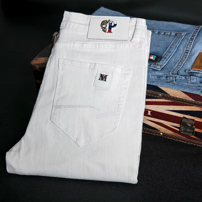 2019 Neue Männer Stretch Dünne Jeans Mode Lässig Slim Fit Denim Hose Weiß Hosen Männliche Marke Kleidung Business Jeans