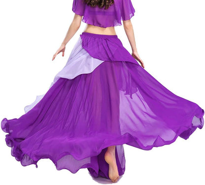 Chiffon Fairy Belly Dance Skirt Belly Dancing Costume, One Size, 3 Colors Black, Purple, Pink