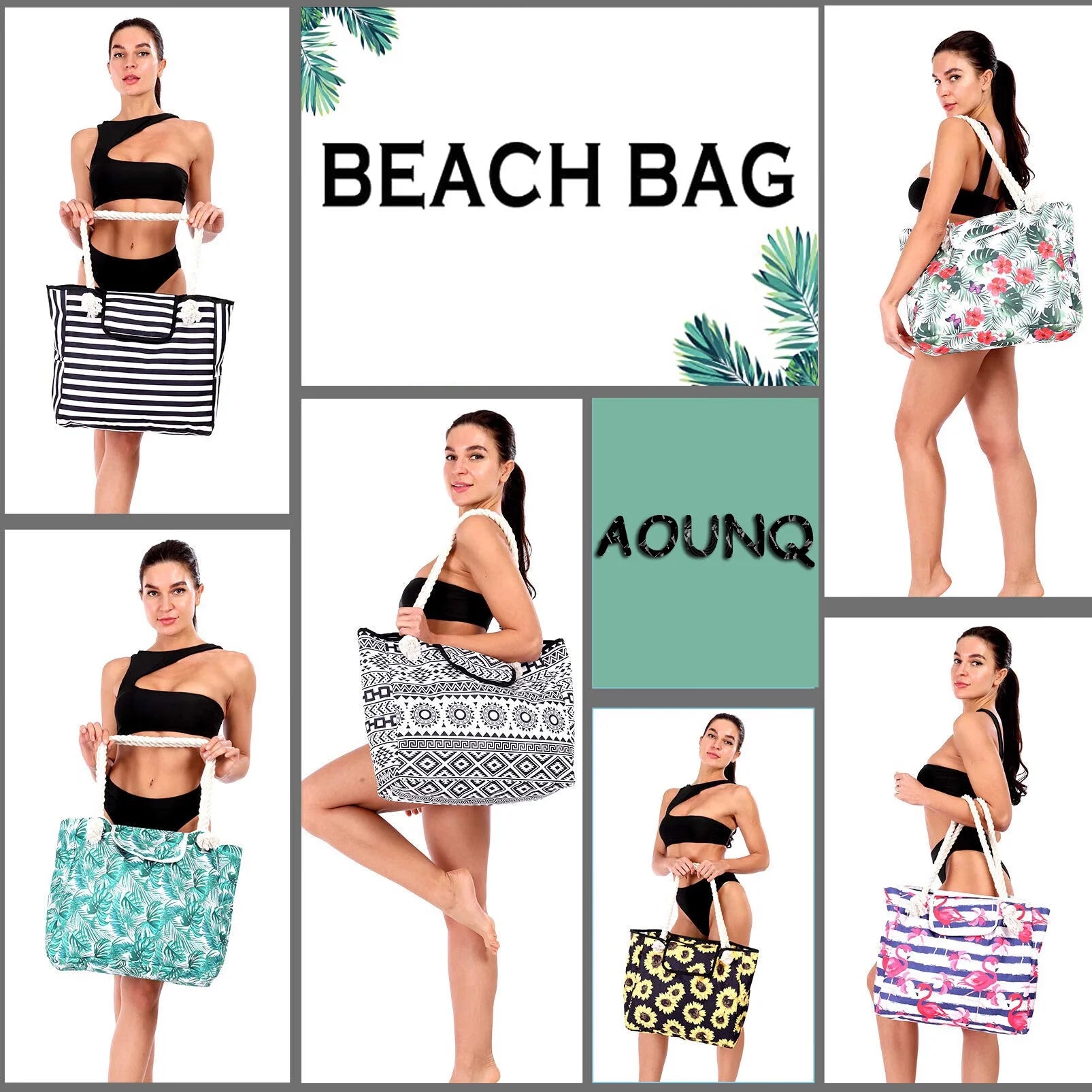 Large Beach Bags for Women Waterproof Tote Bag with Zipper Carry on Bag for Vacation Travel