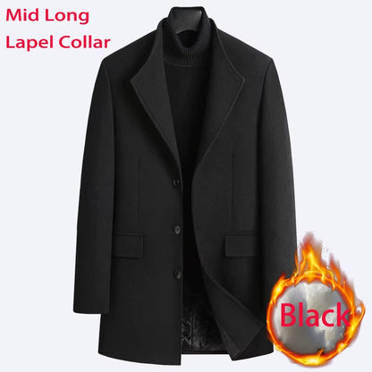 2023 Neue Extra Lange Wolle Graben Mantel Männlichen Winter Marke Mens Cashmere Mantel Slim Fit Woll Peacoat Windjacke Manteau Homme 4XL