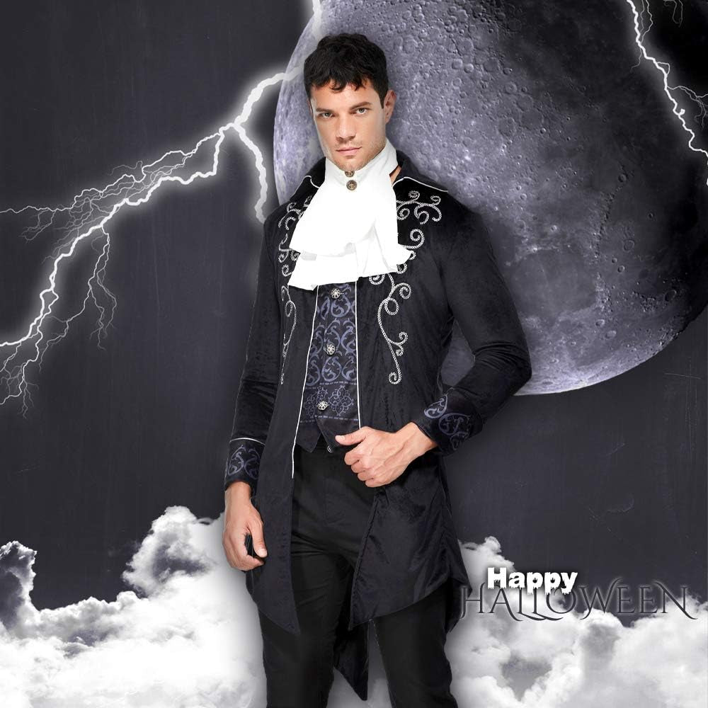 Men'S Gothic Steampunk Vintage Jacket Victorian Frock Coat Uniform Halloween