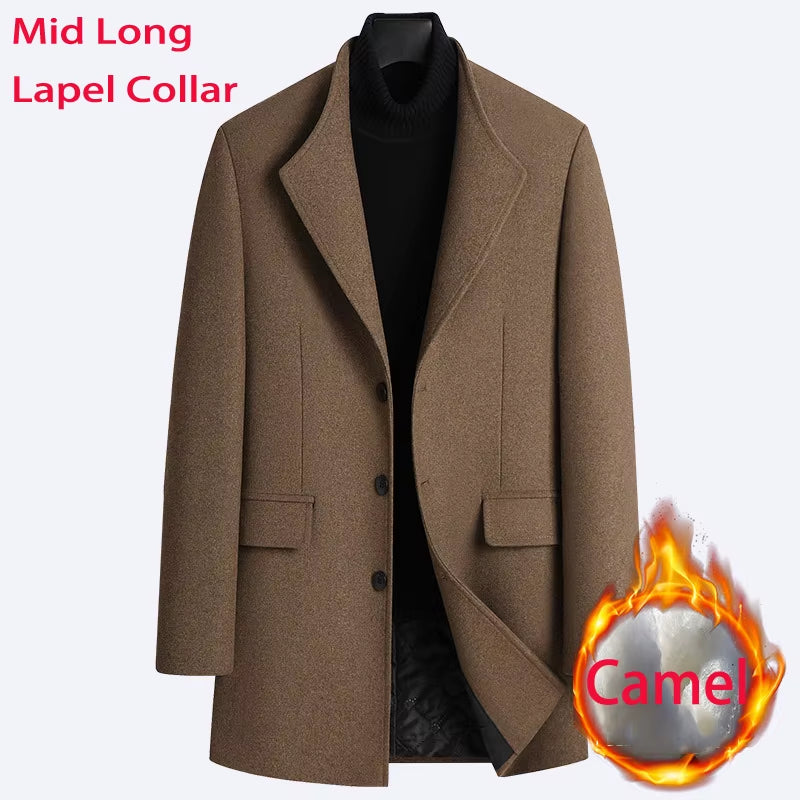 2023 Neue Extra Lange Wolle Graben Mantel Männlichen Winter Marke Mens Cashmere Mantel Slim Fit Woll Peacoat Windjacke Manteau Homme 4XL