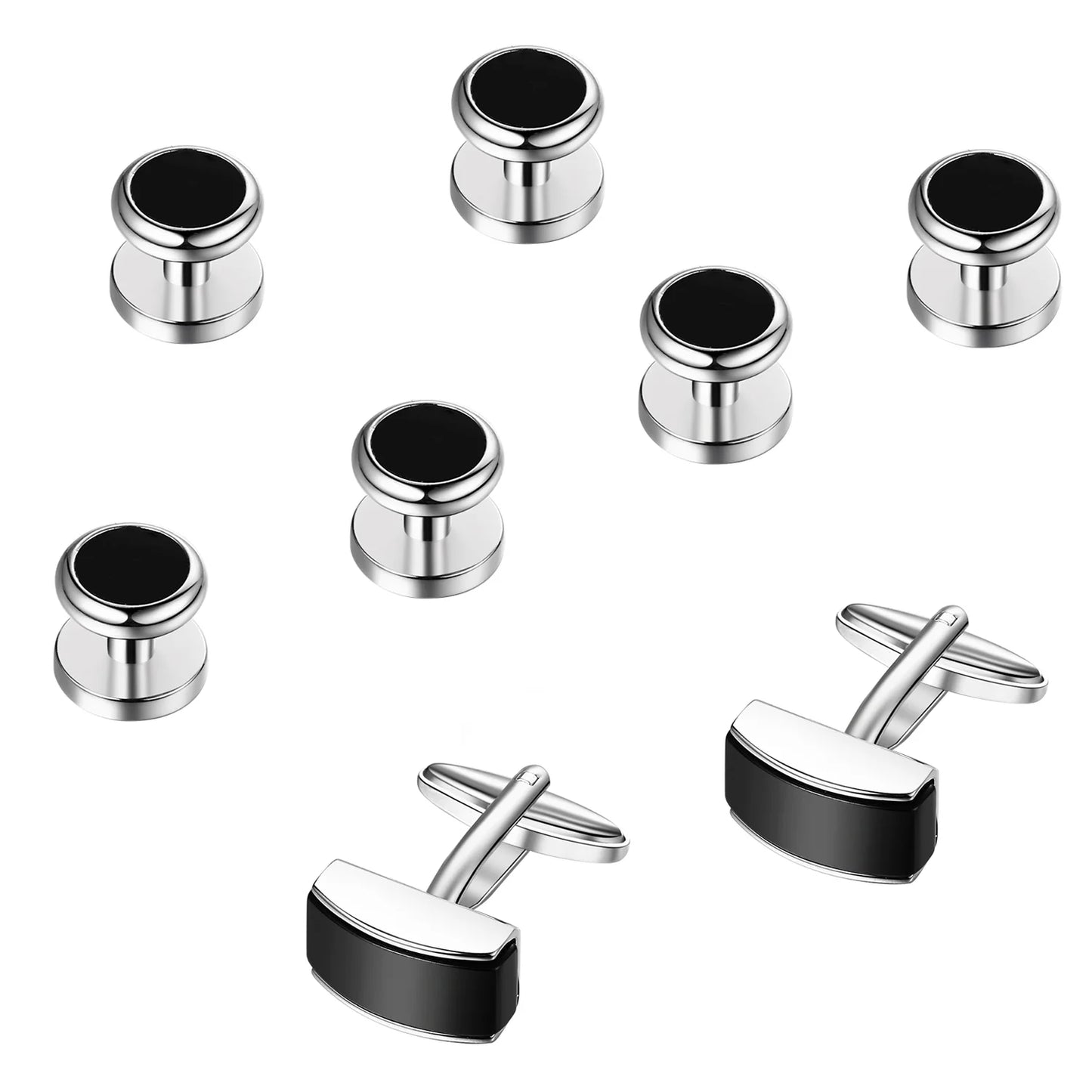 8Pcs Men'S Tuxedo Shirt Cufflinks and Studs Set for Christmas Wedding Banquet Ceremony