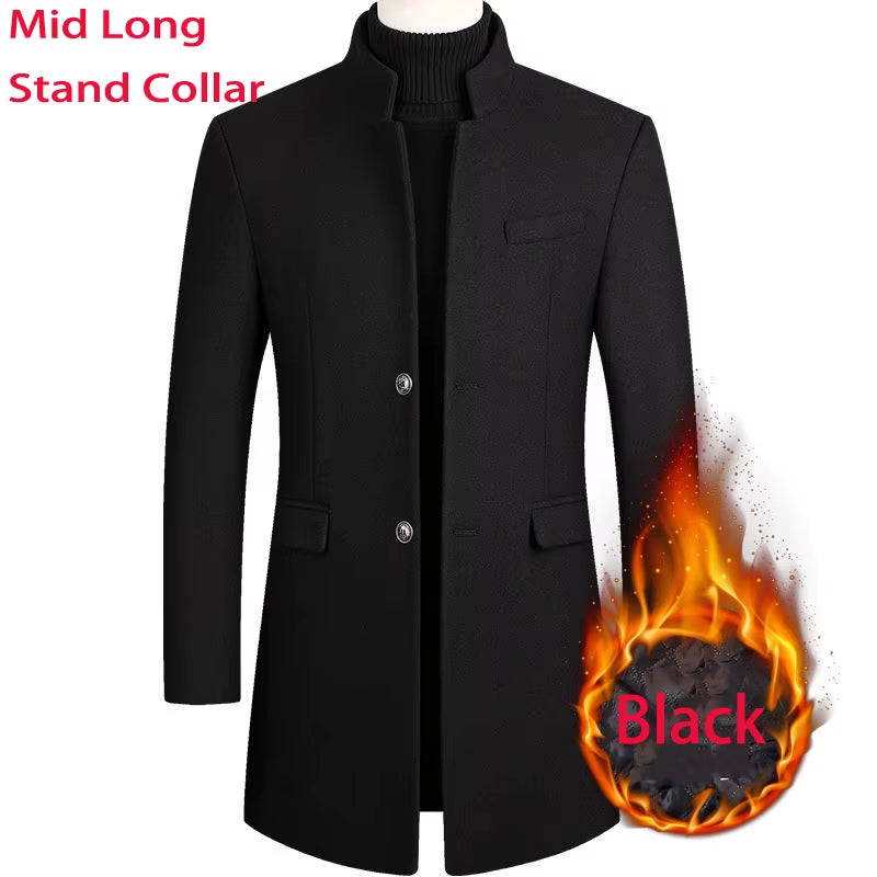 2023 Neue Extra Lange Wolle Graben Mantel Männlichen Winter Marke Mens Cashmere Mantel Slim Fit Woll Peacoat Windjacke Manteau Homme 4XL