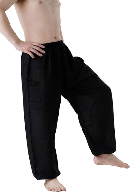 Men'S Harem Hippie Pants Boho Clothing (Black Classic, One Size)