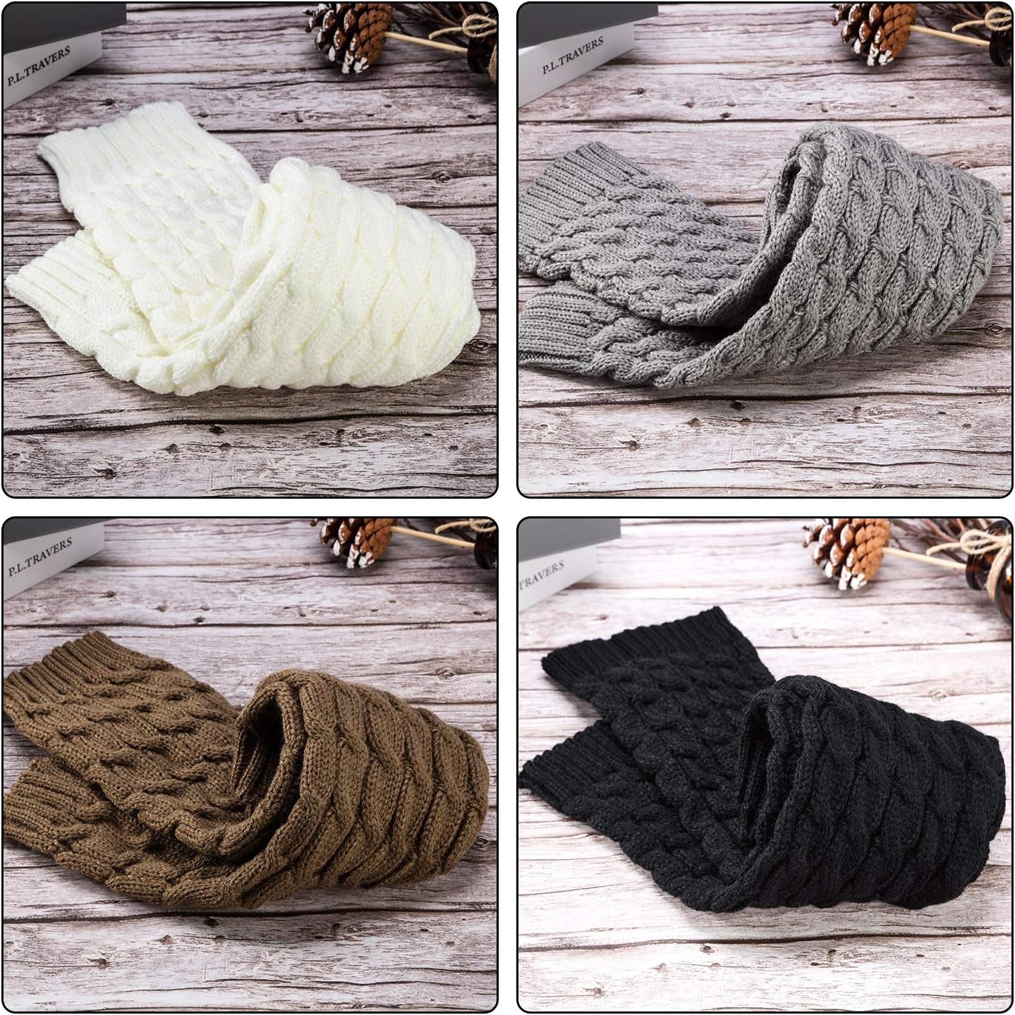 4 Pairs Cable Knit Leg Warmers Women Winter Knitted Crochet Knee Boot Stockings Cuffs Long Legging Socks