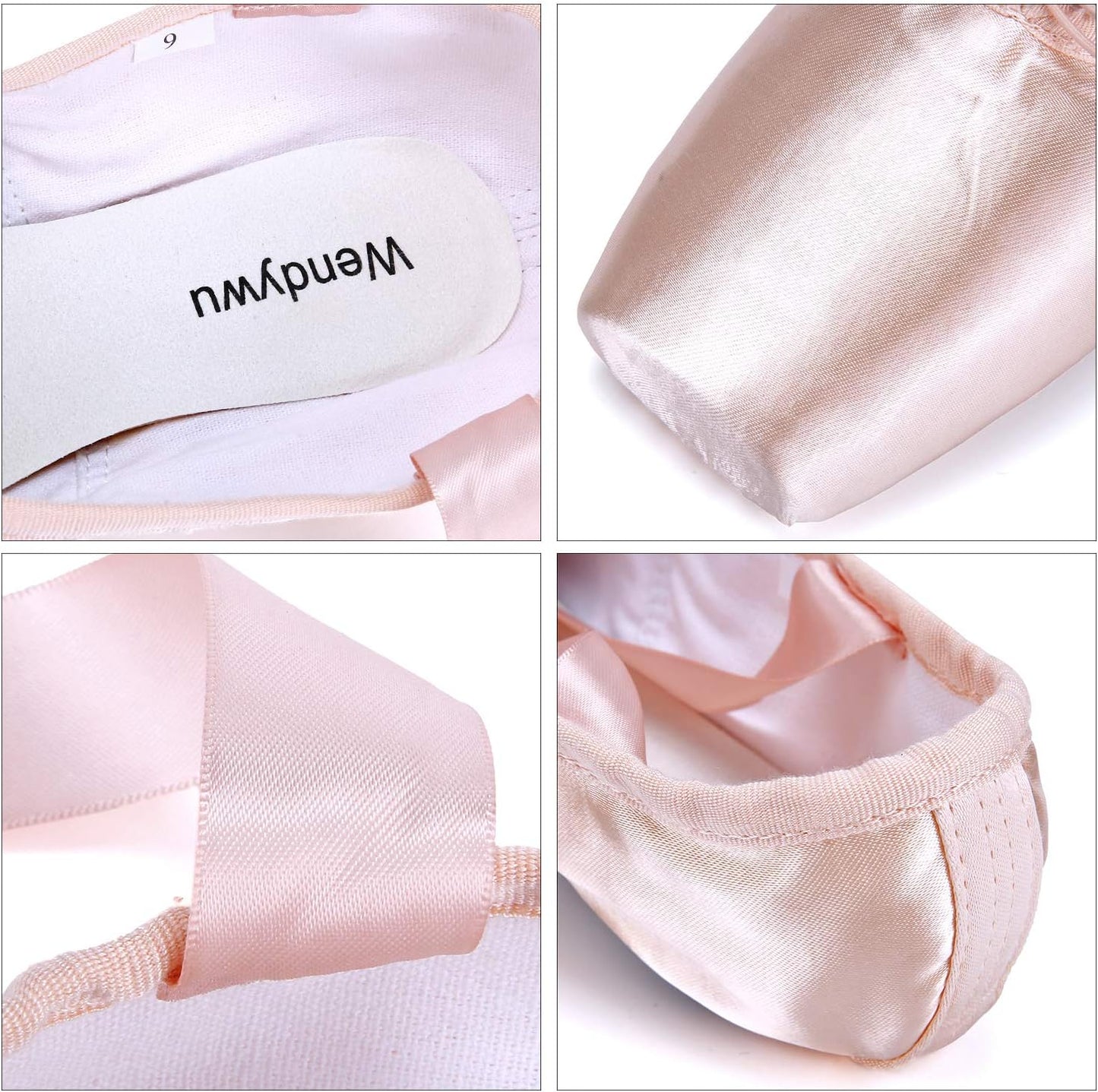 Professional Ballet Pointe Shoe for Kids Girl and Ladies Pink PU Soled Ballet Pointe Dance Shoes with Toe Pads